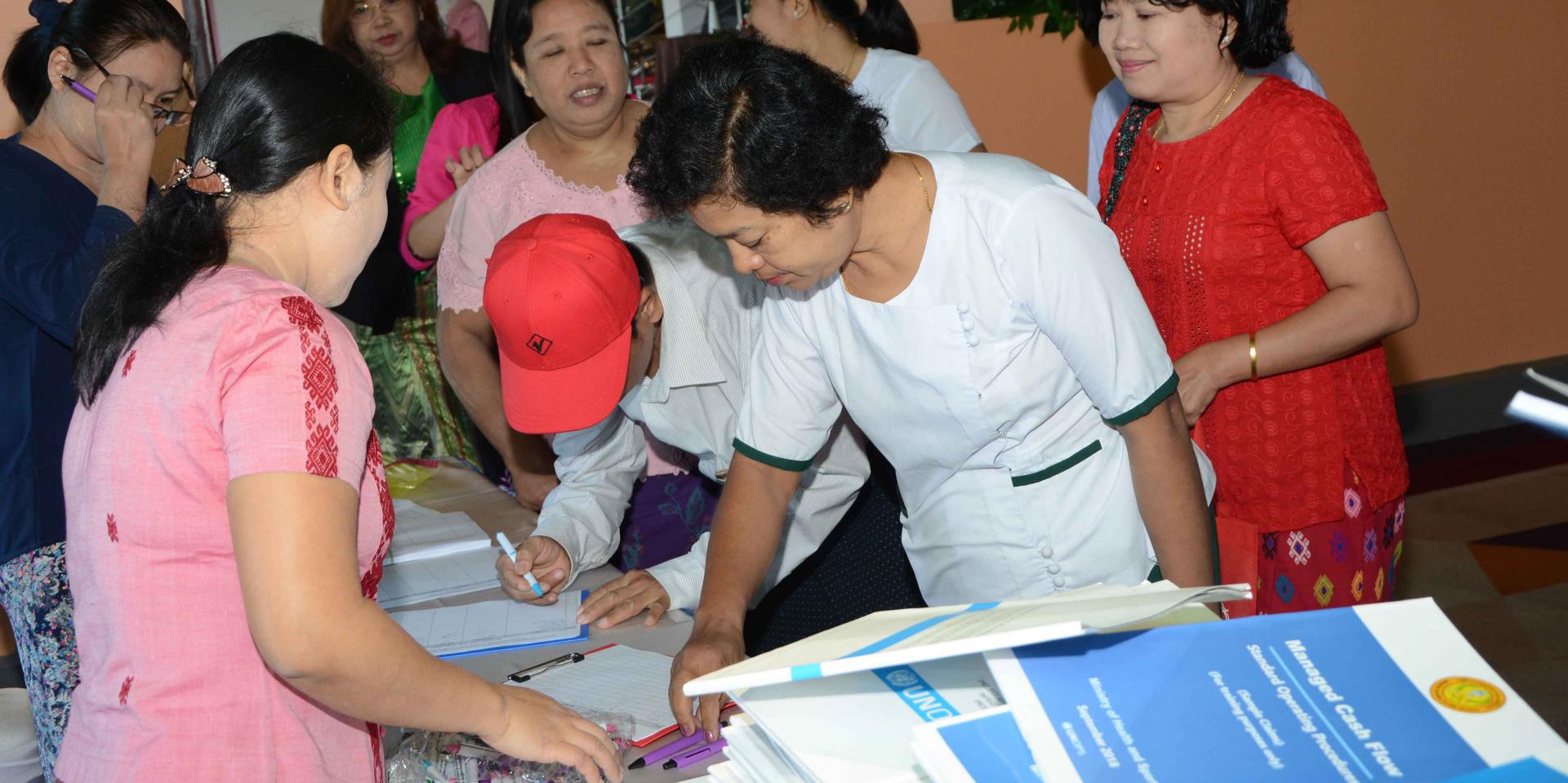 Participants arrive to the final batch of training in Yangon. Photo: UNOPS Participants arrive to the final batch of training in Yangon. Photo: UNOPS