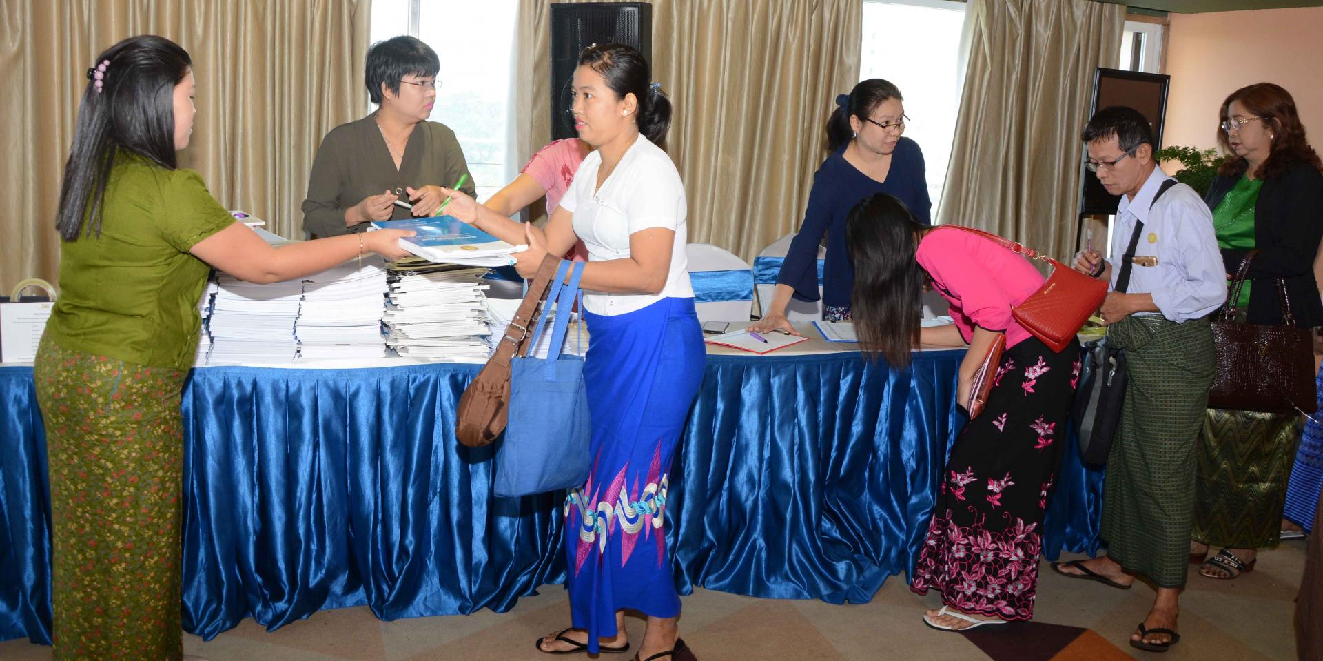 Participants arrive to the final batch of training in Yangon. Photo: UNOPS Participants arrive to the final batch of training in Yangon. Photo: UNOPS