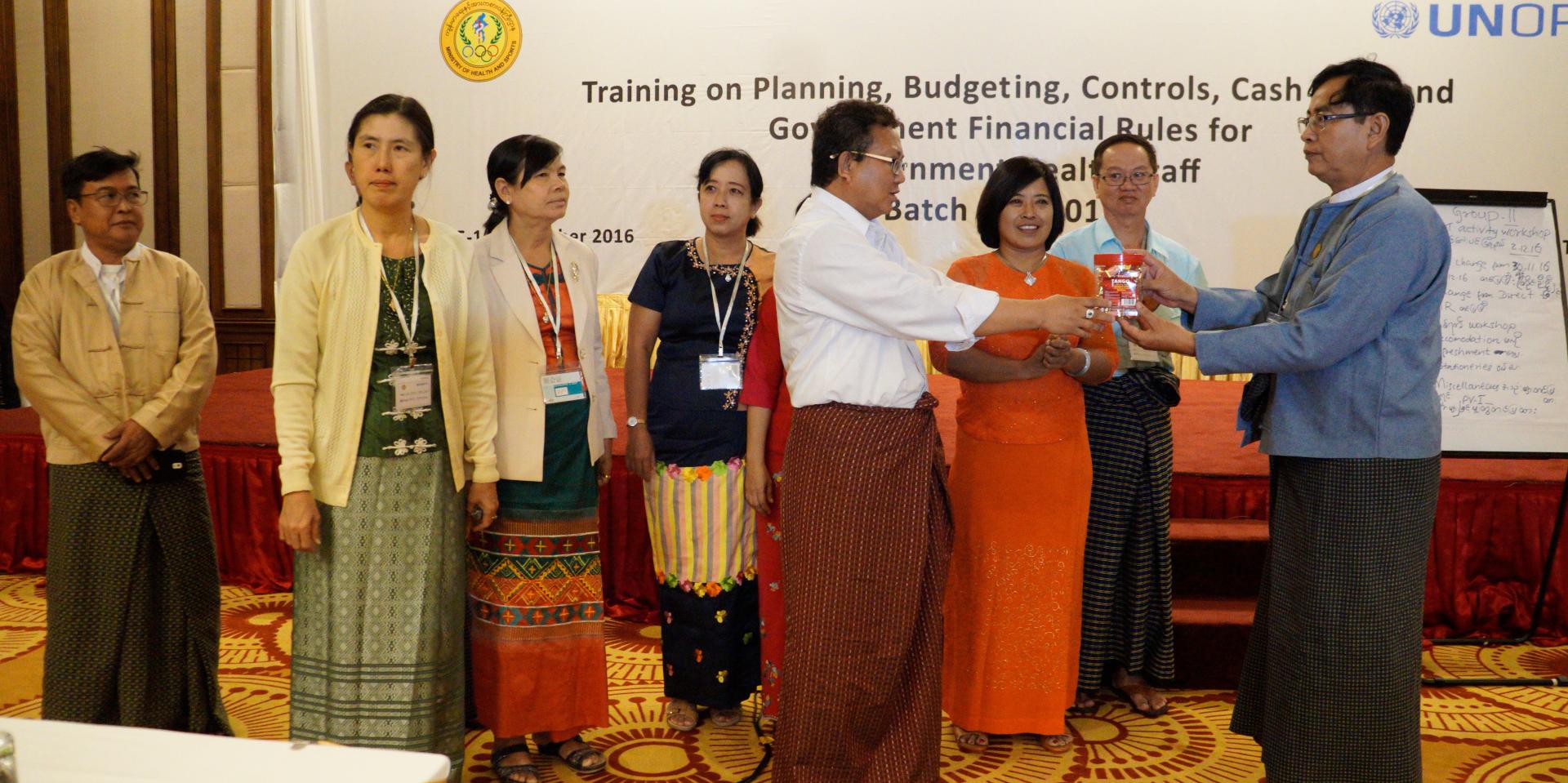 Presenting prizes for group-work