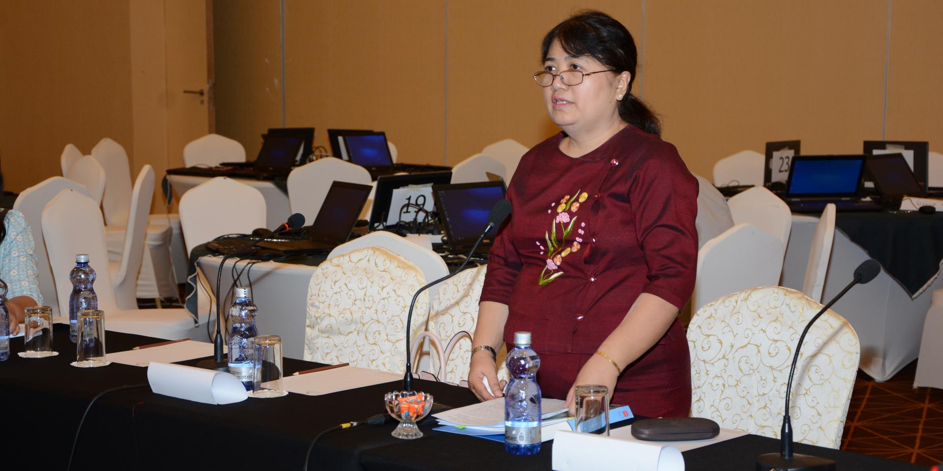 Daw Khaing Khaing Kyi, Director, Finance Division, DOPH, explained about government financial rules Daw Khaing Khaing Kyi, Director, Finance Division, DOPH, explained about government financial rules