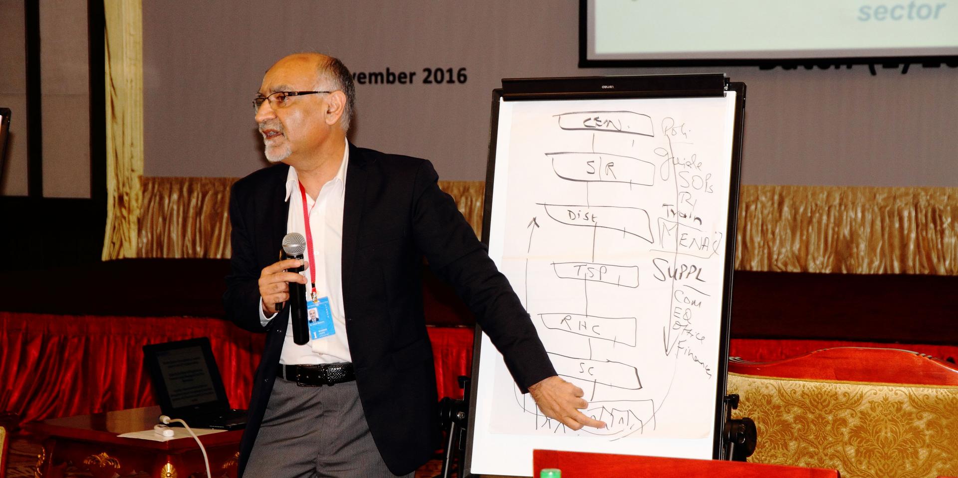 Dr Faisal makes a presentation on principles of Managed Cash Flow and its ability to promote planning and management capacities the 