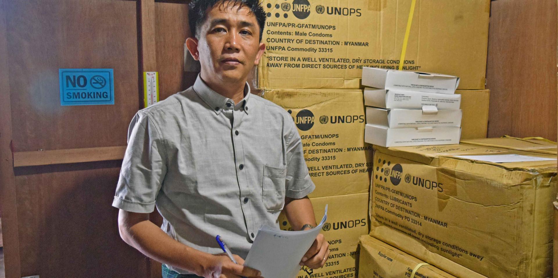 “I think bin cards are handy records to monitor a drug store,” UNOPS-PR Logistics Analyst Ko Thiha Soe