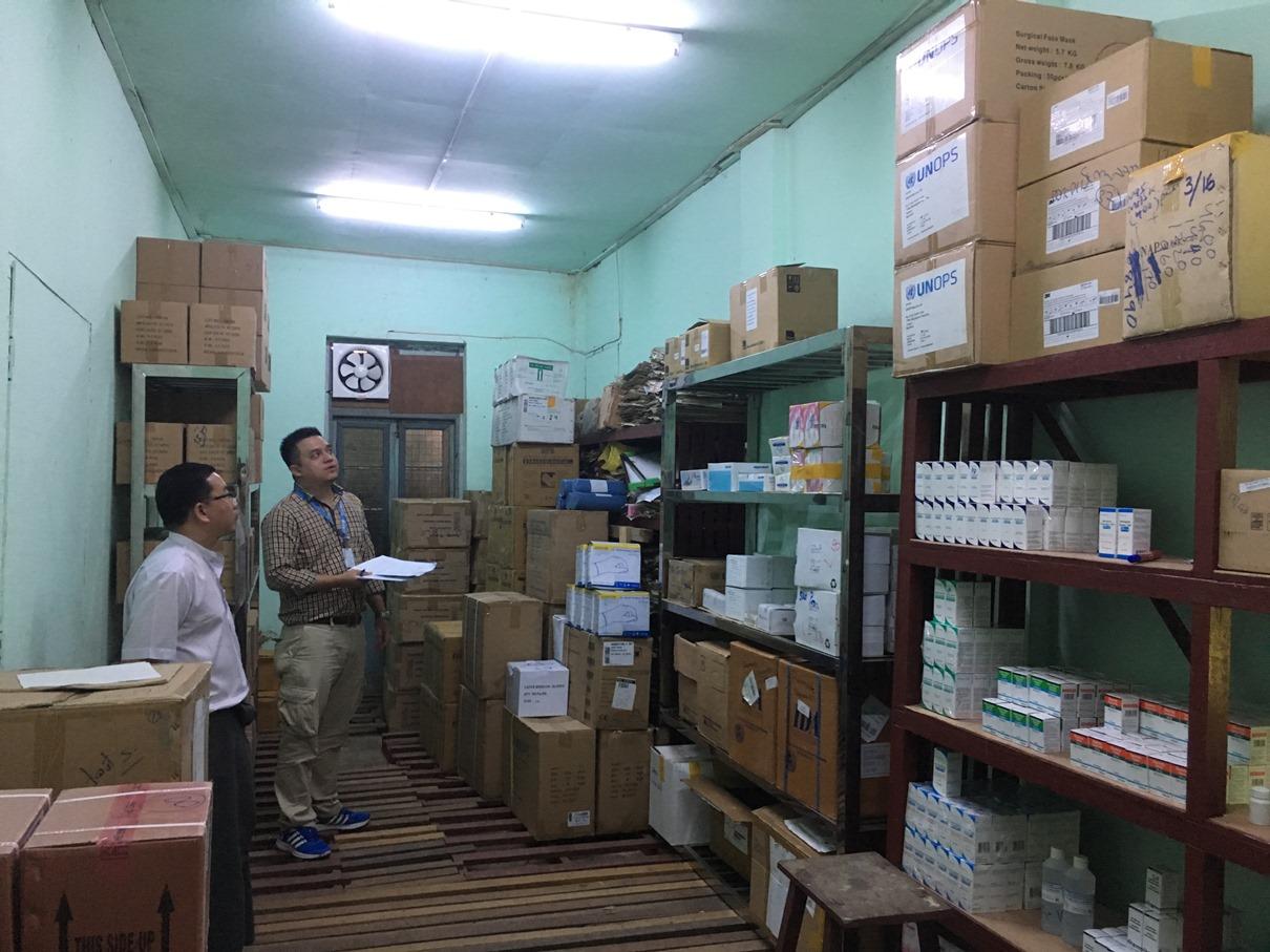 Monitoring drug storage at the National AIDS Programme warehouse in Dawei