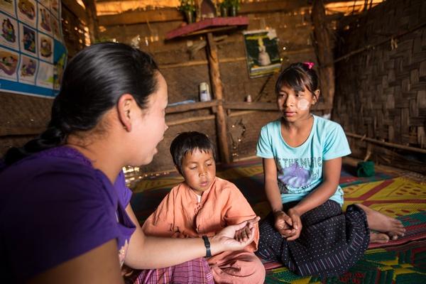A caregiver from Pyi Gyi Khin conduct home visits to help ensure that those affected by the disease receive the nutritional and psychosocial support they need.