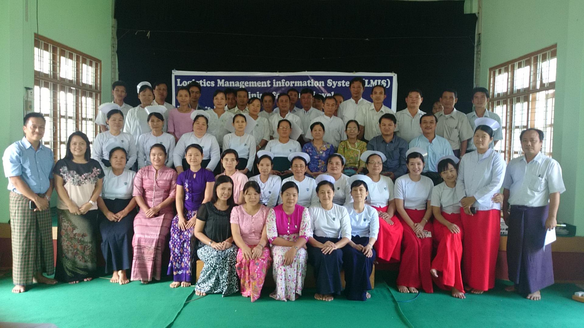Participants of the LMIS training in Hpaan Township together with facilitators, Kayin State, 2014 Photo: UNOPS