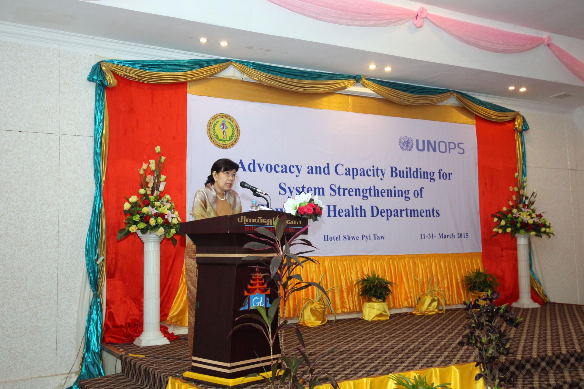 Deputy Minister, H.E. Dr Thein Thein Htay delivers opening speech, Naypyitaw, 11 March 2015