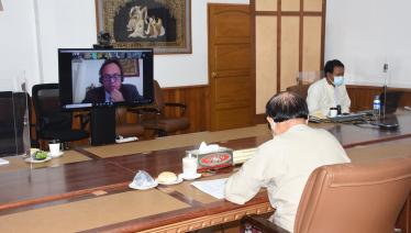 UNOPS team during the virtual meeting with H.E Dr. Myint Htwe on 30th September. Photo: MOHS