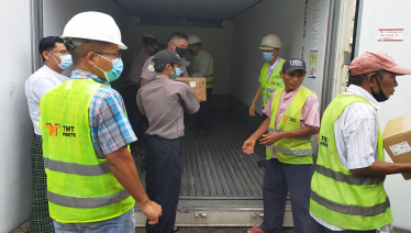 The deliver of test kits to the National Health Laboratory on 17th June 2020. Photo: UNOPS